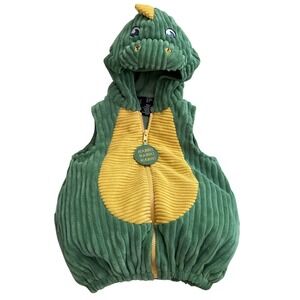 Going Wild Green Dinosaur Costume Vest Zip Up Toddler 12M Rawr Zipper Pull